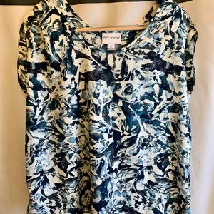 Blue and white pattern blouse